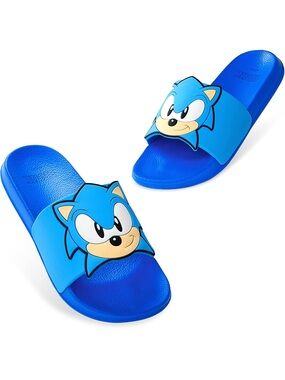 Sonic Blue Kids Slide Sandals pool Shoes Licensed Character toddler boy 10c